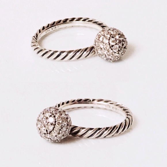 David Yurman 8mm Pave Diamond Elements Stack Ring - Picture 2 of 8